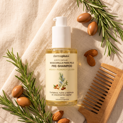 Aceite Pre-Shampoo con romero, argán y peine de madera