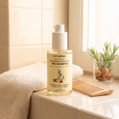 Aceite Pre-Shampoo en el baño